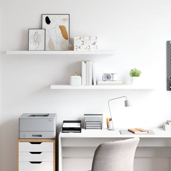 vidaXL Flytende vegghyller 2 stk hvit 120x23,5x3,8 cm MDF