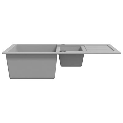 vidaXL Kjøkkenvask dobbel kum granitt grå