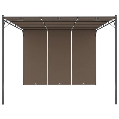 vidaXL Hagepaviljong med sidegardin 4x3x2,25 m gråbrun