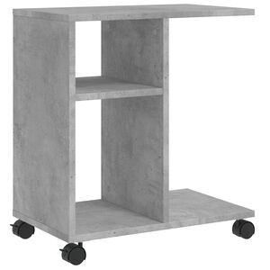 vidaXL Sidebord med hjul betonggr&aring; 50x30x55 cm konstruert tre