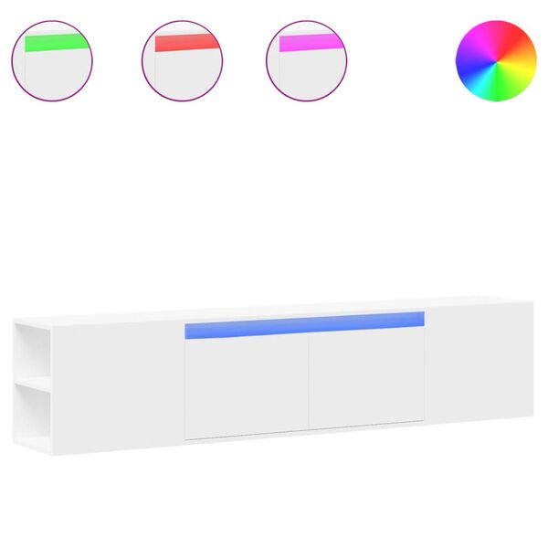 vidaXL Vegghengt TV-benk med LED hvit 180x31x39,5 cm