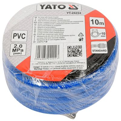 YATO Luftslange med kobling PVC 10mmx10m blå