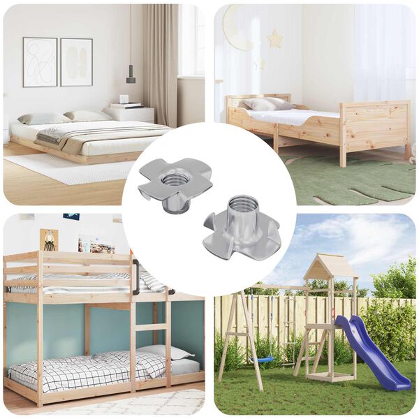 vidaXL Pronget T-mutter 2 pcs s&oslash;lv M6 mm St&aring;l