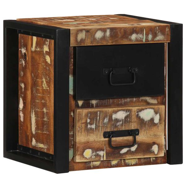 vidaXL Nattbord 2 stk flerfarget 40x35x40 cm gjenvunnet heltre