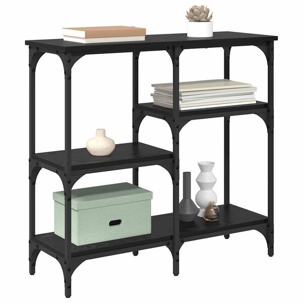 vidaXL Konsollbord med hylle Svart Eik 80 x 29 x 75 cm Konstruert tre