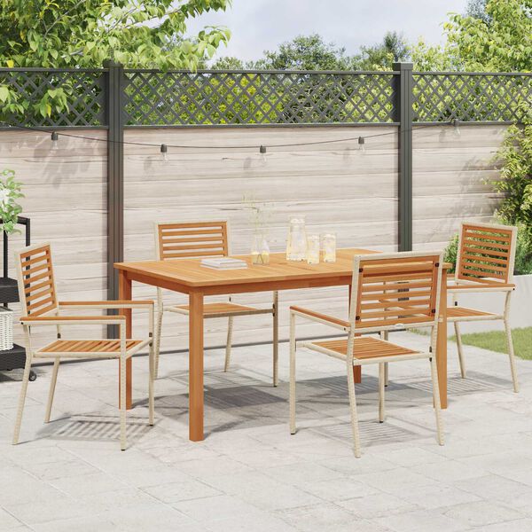 vidaXL Hage Spisegruppe 5 pcs Beige Poly rattan
