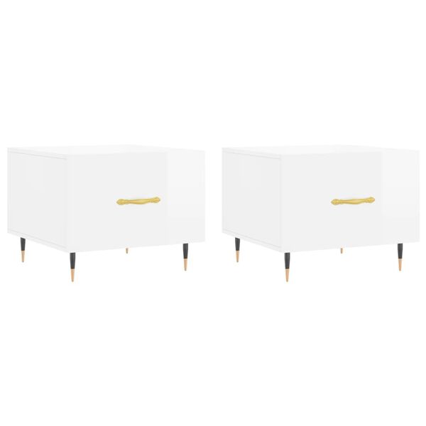 vidaXL Salongbord 2 stk høyglans hvit 50x50x40 cm konstruert tre