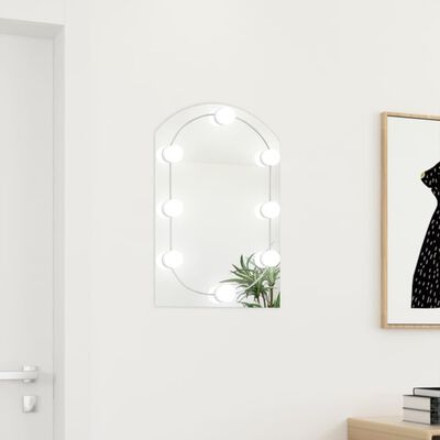 vidaXL Speil med LED-lys 60x40 cm glass oval