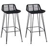 vidaXL Barstol 2 pcs Svart 44 x 46 x 91 cm Rattan og St&aring;l