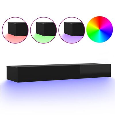 vidaXL TV-benk med LED-lys høyglans svart 120x35x15,5 cm