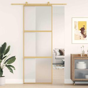 vidaXL Skyved&oslash;r gull 76x205 cm frostet ESG glass og aluminium