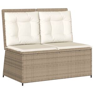 vidaXL Hagebenk med pute Beige Poly rattan
