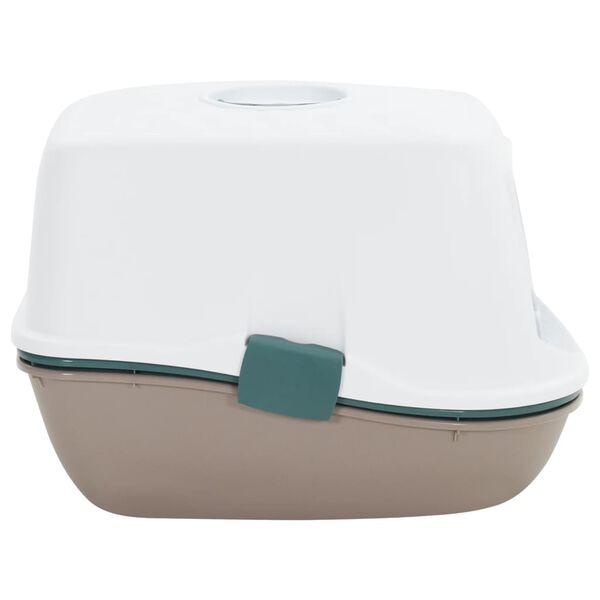 vidaXL Kattetoalett med deksel hvit og brun 58,5x39,5x43 cm PP