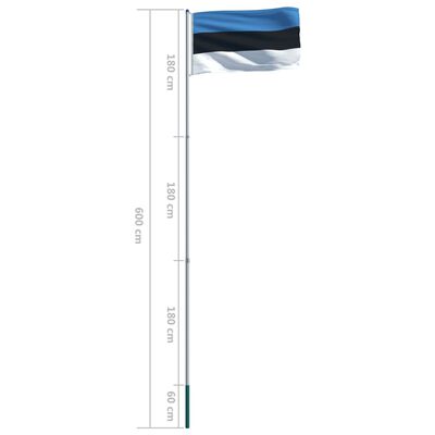 vidaXL Estisk flagg og stang aluminium 6 m