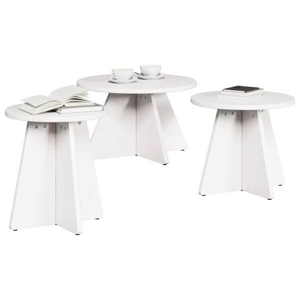 vidaXL Kaffebord 3 pcs Hvit