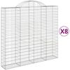 vidaXL Gabionkurver buede 8 stk 200x50x180/200 cm galvanisert jern