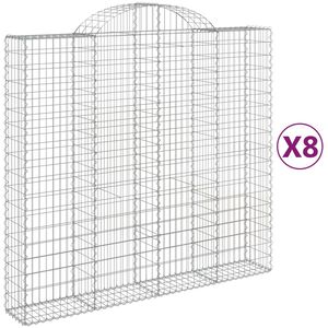 vidaXL Gabionkurver buede 8 stk 200x50x180/200 cm galvanisert jern