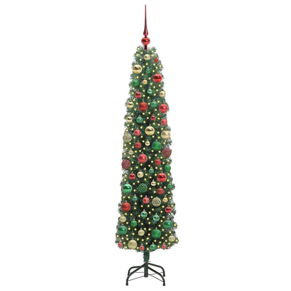 vidaXL Kunstig juletre med 300 LED grønn 180 cm PVC og stål og plast