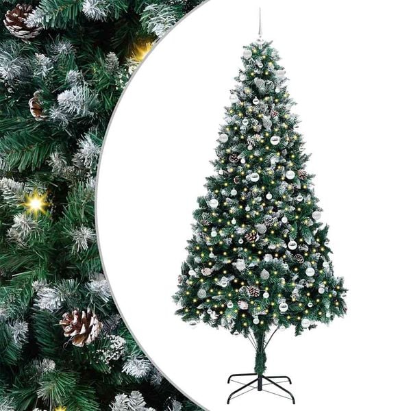 vidaXL Kunstig juletre med 300 LED gr&oslash;nn 240 cm PVC og St&aring;l og Plast