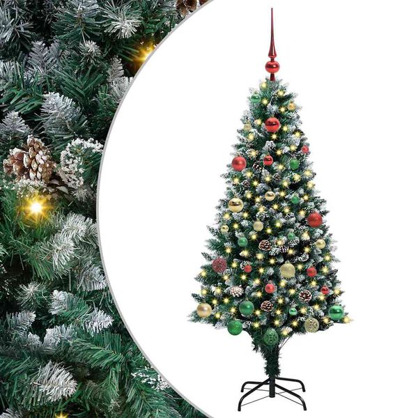 vidaXL Kunstig juletre med 150 LED grønn 150 cm PVC og Stål og Plast
