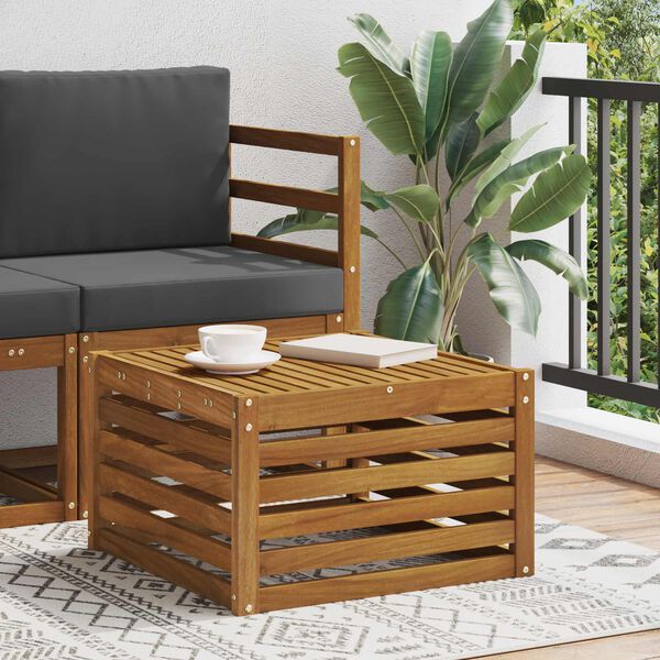 vidaXL Utebord Solid akasietre Naturlig 59 x 59 x 37 cm