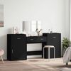 vidaXL Sminkebordsett 4 deler svart konstruert tre