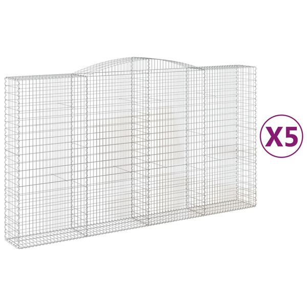 vidaXL Gabionkurver buede 5 stk 400x50x220/240 cm galvanisert jern