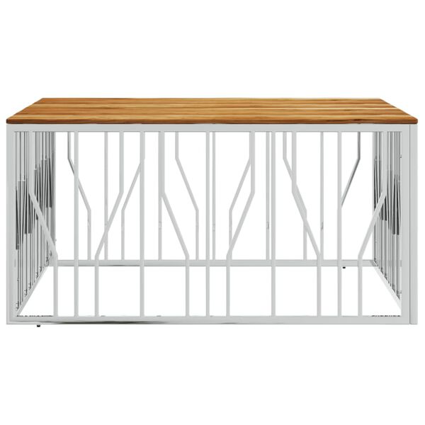 vidaXL Salongbord s&oslash;lv rustfritt st&aring;l og heltre akasie