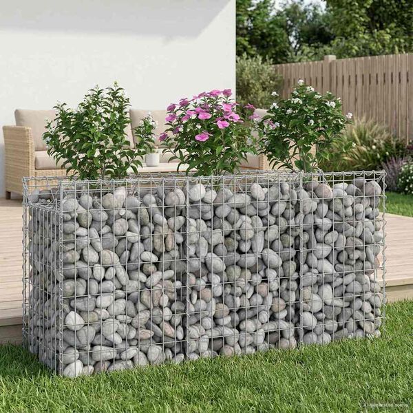 vidaXL Gabion hevet seng s&oslash;lv 150 x 50 x 80 cm Galvanisert St&aring;l