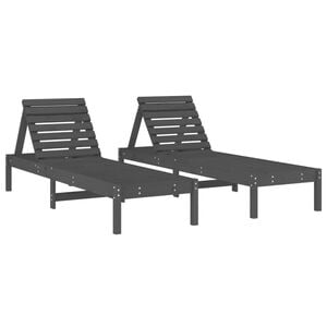 vidaXL Solsenger 2 stk gr&aring; 199,5x60x74 cm heltre furu