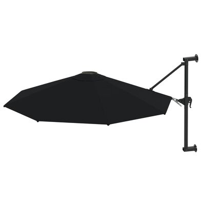 vidaXL Veggmontert parasoll med metallstang 300 cm svart