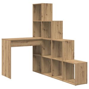 vidaXL Hj&oslash;rneskrivebord med hylle Artisan Eik 101,5 x 149,5 x 149,5 cm