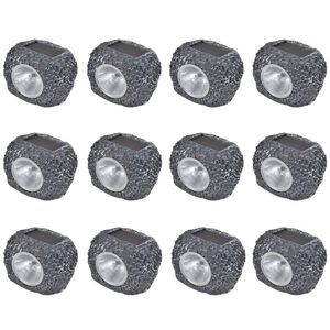 Utend&oslash;rs solcelledrevet LED-spotlys steinform 12 stk