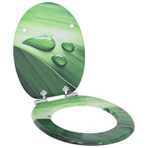 vidaXL Myk-lukking toalettsete Gr&oslash;nn dr&aring;pe 44 x 38 cm MDF-plater