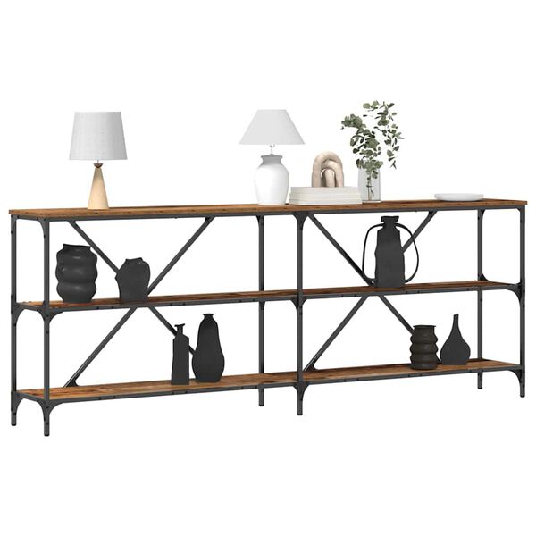 vidaXL Konsollbord Gammelt tre 200 x 30 x 75 cm Konstruert tre