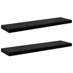 vidaXL Flytende vegghyller 2 stk h&oslash;yglans svart 90x23,5x3,8 cm MDF