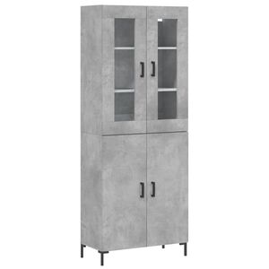 vidaXL Highboard betonggr&aring; 69,5x34x180 cm konstruert tre