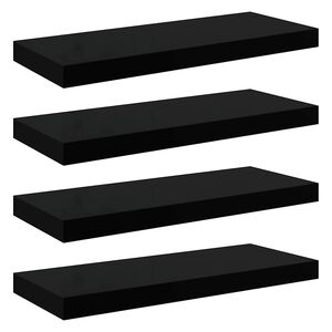 vidaXL Flytende vegghyller 4 stk h&oslash;yglans svart 60x23,5x3,8 cm MDF