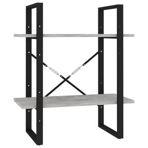 vidaXL Bokhylle 2 niv&aring;er betonggr&aring; 60x30x70 cm konstruert tre