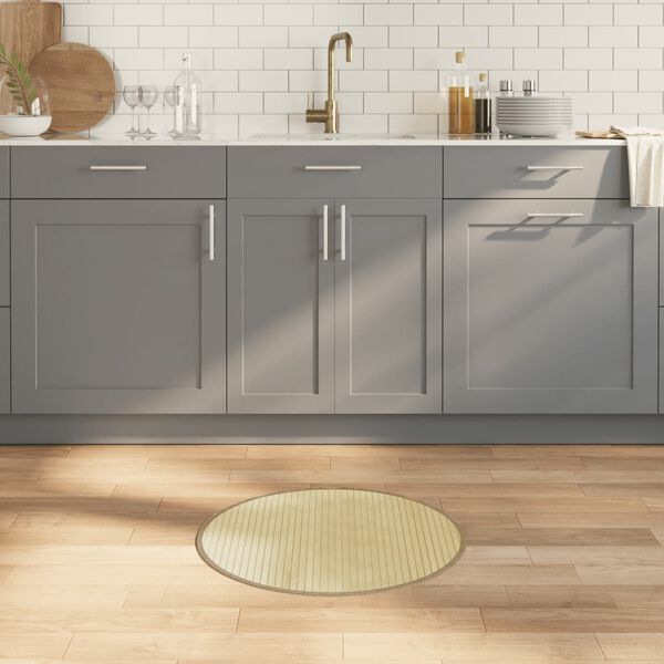 vidaXL Teppe rund lys naturell 60 cm bambus