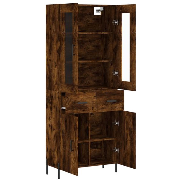 vidaXL Highboard r&oslash;kt eik 69,5x34x180 cm konstruert tre