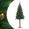 vidaXL Slim juletre med 300 LED gr&oslash;nn 180 cm PVC og Massivt Furu tre