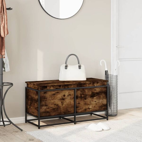 vidaXL Oppbevaringsboks med lokk r&oslash;kt eik 100x40x51,5cm konstruert tre