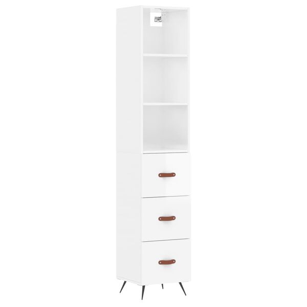 vidaXL Highboard h&oslash;yglans hvit 34,5x34x180 cm konstruert tre