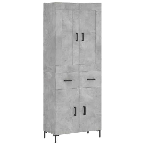 vidaXL Highboard betonggrå 69,5x34x180 cm konstruert tre