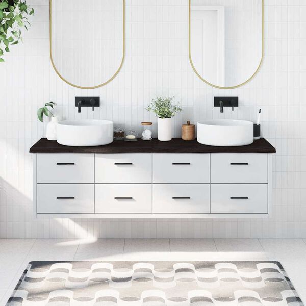 vidaXL Benkeplate til bad m&oslash;rkebrun 180x60x(2-4) cm behandlet heltre