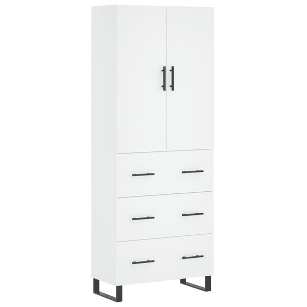vidaXL Highboard hvit 69,5x34x180 cm konstruert tre