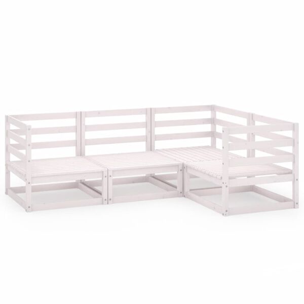 vidaXL Hagesofagruppe 4 deler hvit heltre furu