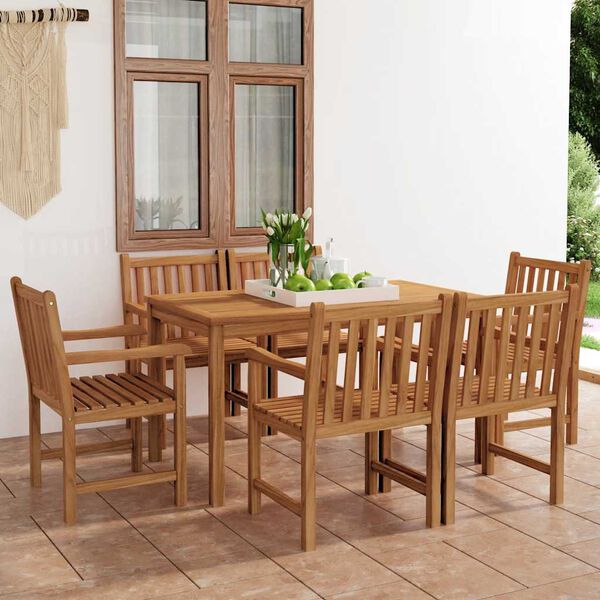 vidaXL 7-delers hagespisesett 140x80 cm heltre teak