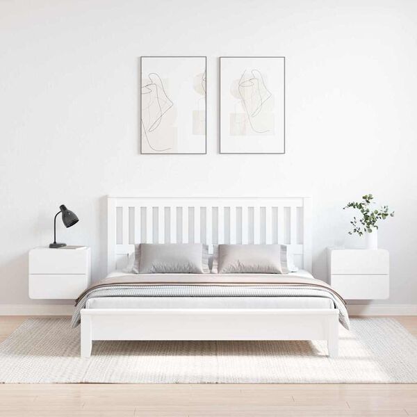 vidaXL Nattbord med skuff 2 pcs Hvit 39 x 34 x 33 cm Heltre furu